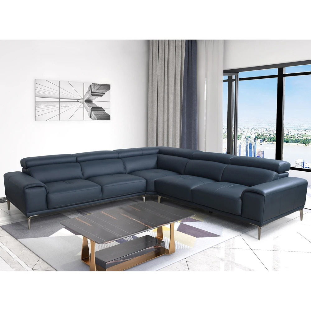 Abbyson Living "Quinton" Top Grain Leather Sectional with Adjustable